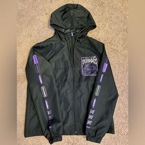 SWIXXZ Geometric Windbraker Jacket | Black and Purple | Size: Small